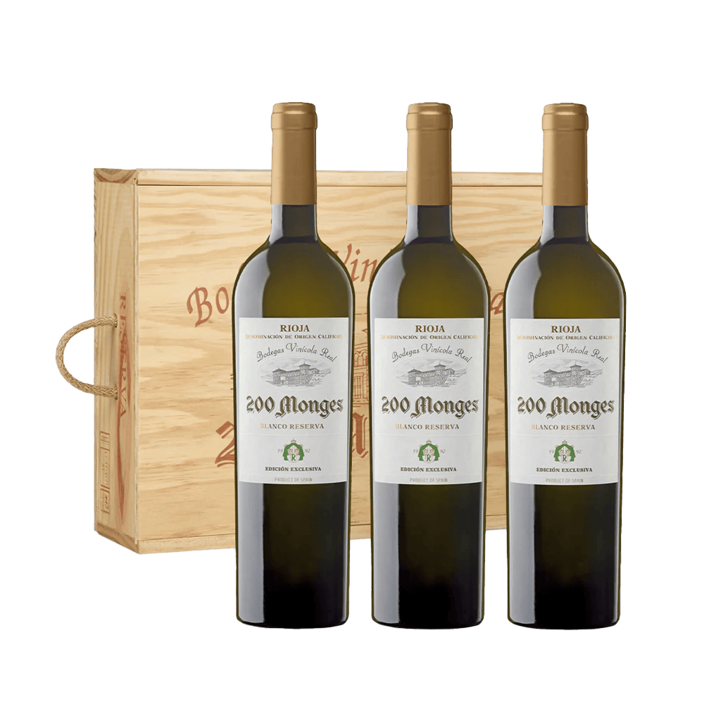 caja de 3 botellas de 200 monge reserva blanco